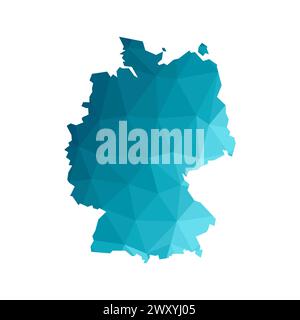 Illustrazione vettoriale isolata con sagoma blu semplificata della mappa della Germania. Stile geometrico poligonale, forme triangolari. Sfondo bianco Illustrazione Vettoriale