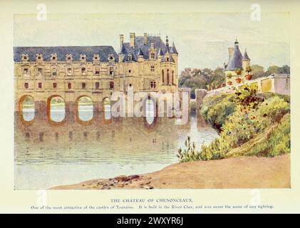 The Chateau of Chenonceaux 1910 di Gordon Cochrane Home (25 luglio 1878 – 13 dicembre 1969) è stato un pittore, scrittore e illustratore inglese. Il Château de Chenonceau è un château francese che attraversa il fiume Cher, vicino al piccolo villaggio di Chenonceaux, Indre-et-Loire, Centre-Val de Loire. È uno dei più noti châteaux della Valle della Loira. Foto Stock