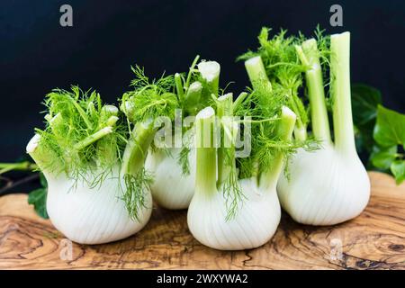 Finocchio dolce (Foeniculum vulgare, Anethum foeniculum), bulbi di finocchio Foto Stock
