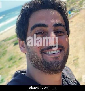 Foto senza copertina rilasciata dalla World Central Kitchen di Saifeddin Issam Ayad Abutaha, uno dei sette operatori umanitari della World Central Kitchen che sono stati uccisi in un attacco aereo israeliano a Gaza. Data di pubblicazione: Mercoledì 3 aprile 2024. Foto Stock