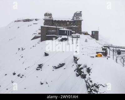 Osservatorio Gornergrat e picco del Cervino, Zermatt Svizzera. Foto Stock