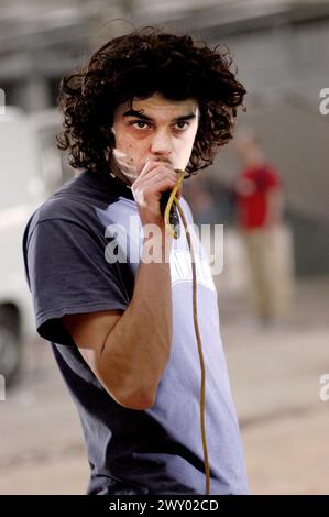 Milano Italia 07/05/2003 : linea 77 ,band alternative metal italiana, durante il backstage fotografico del video della canzone Fantasma Foto Stock