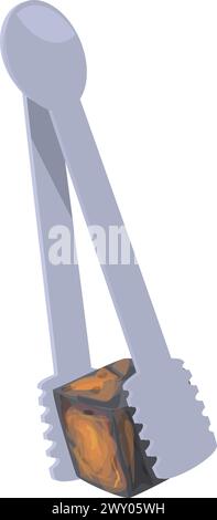 Pinzette con un vettore cartoni animati icona carbone acceso. Accessori per narghilè. Rilassate la tradizione Illustrazione Vettoriale