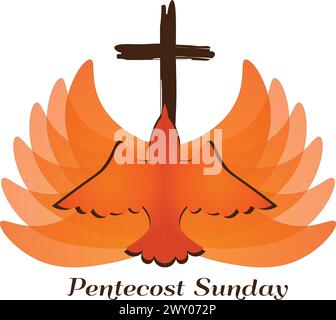 Pentecoste Domenica Design speciale per la stampa o l'uso come poster, carta, volantino o T-shirt Illustrazione Vettoriale