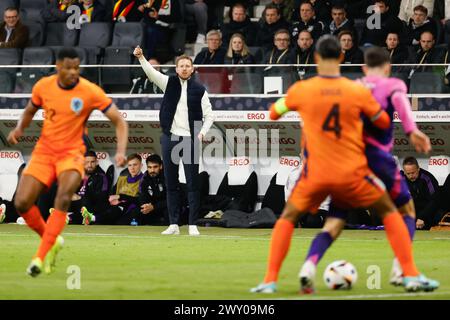 IM Bild: Il capo-allenatore Julian Nagelsmann (Germania) dà istruzioni 26.03.2024, Germania vs. Paesi Bassi, partita amichevole, Germania, Francoforte sul meno, D Foto Stock