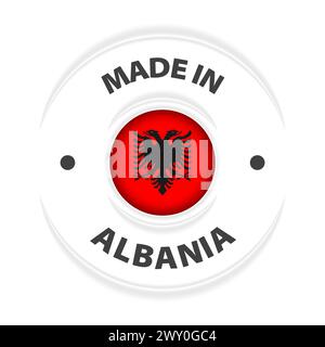 Prodotto in Albania grafica ed etichetta. Elemento di impatto per l'uso che si desidera fare di esso. Illustrazione Vettoriale