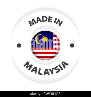 Realizzato in Malesia con grafica ed etichetta. Elemento di impatto per l'uso che si desidera fare di esso. Illustrazione Vettoriale