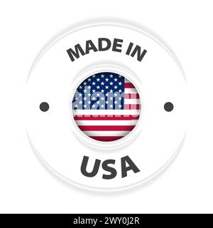 Made in USA grafica ed etichetta. Elemento di impatto per l'uso che si desidera fare di esso. Illustrazione Vettoriale
