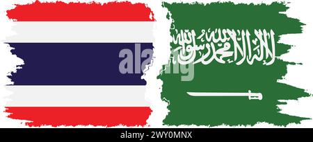 Arabia Saudita e Thailandia grunge bandiere connessione, vettore Illustrazione Vettoriale