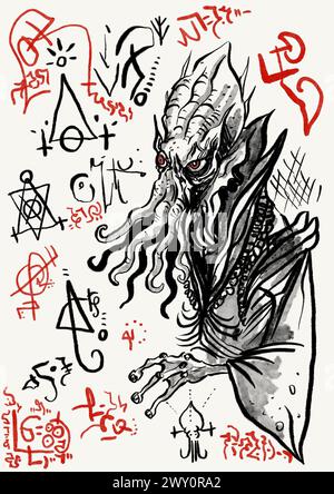 pagina dal necronomicon Foto Stock