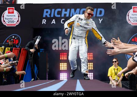 Il driver NASCAR Xfinity Series, AJ Allmendinger, viene presentato per ToyotaCare 250 a Richmond, Virginia, Stati Uniti. Foto Stock