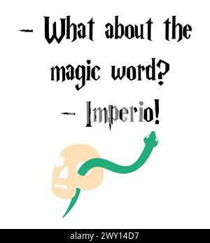 Poster di scuola magica, citazione da un libro su un mago ragazzo. Illustrazione Vettoriale