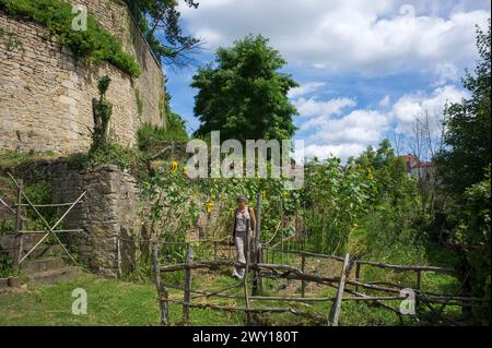 Briey - 31 juillet 2012 Briey est une ancienne cite medievale etablie sur les rives de la riviere Woigot. Jardin et potager du moyen-age Briey è un Foto Stock