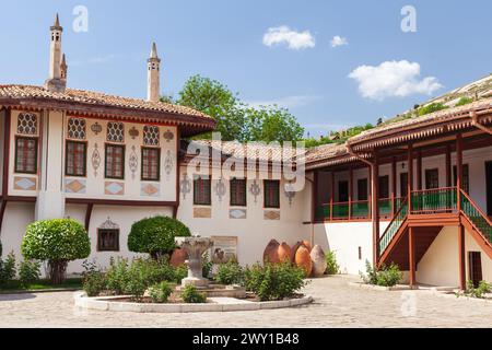 Bakhchysarai, Crimea - 6 maggio 2018: Il Palazzo Khans o Hansaray si trova nella città di Bakhchysarai, noto anche come Palazzo Bakhchysarai Foto Stock