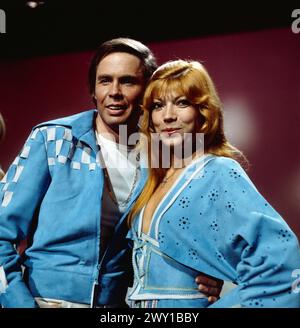 8 x 1 a Noten, ZDF Fernsehshow, Deutschland, 1977, in der Show: Michael Schanze, Katja Ebstein Foto Stock