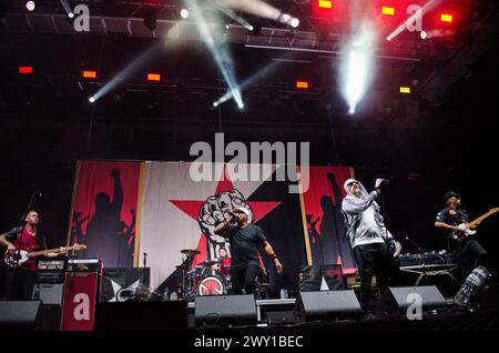 Prophets of Rage si esibisce presso la Faliro Sports Pavilion Arena, Atene / Grecia, agosto 2019 Foto Stock