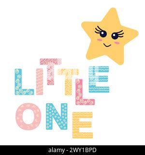 Simpatici biglietti d'auguri per i bambini in un semplice stile scandinavo e tavolozza pastello. poster per bambini, biglietti, vestiti, stanze per bambini Illustrazione Vettoriale