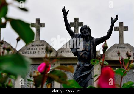 Cristo e croci a Lousada, Carballedo, Lugo, Spagna Foto Stock