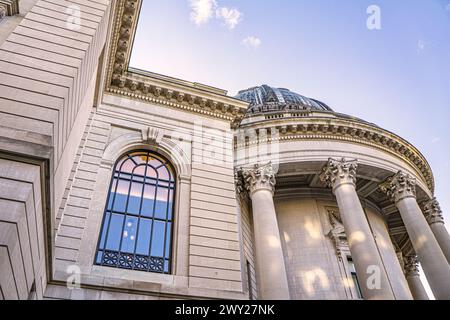 Schwarzman Center, esterno dell'edificio, vista ad angolo basso, Yale University, New Haven, Connecticut, Stati Uniti Foto Stock