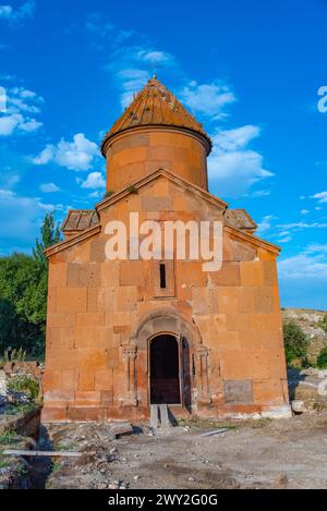 Vista al tramonto della chiesa di Marmashen in Armenia Foto Stock