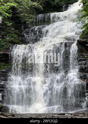 Le cascate Ganoga cadono nel Ricketts Glen State Park a Benton, Pennsylvania. Foto Stock