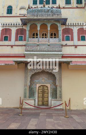 Lotus Gate, City Palace, Jaipur, Rajasthan, India Foto Stock