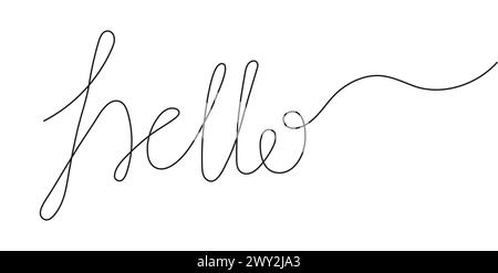 Buongiorno parola stile linea continua. Una riga continua di invito, saluto Illustrazione Vettoriale