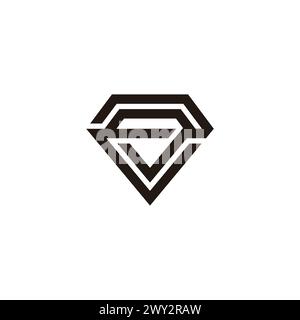 righe collegate geometriche a rombo con logo vettoriale semplice Illustrazione Vettoriale