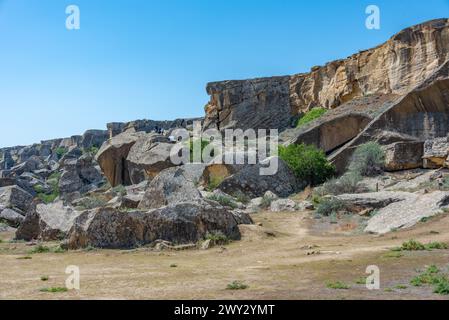 Riserva di petroglifi di Qobustan in Azerbaigian Foto Stock