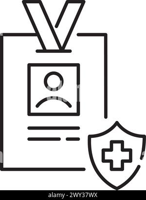 Assicurazione sanitaria ID. Accesso a prestazioni mediche, servizi sanitari e copertura dei costi per i pazienti. Icona vettoriale Illustrazione Vettoriale