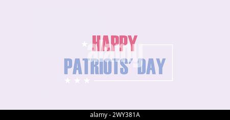 Happy Patriots Day Design con testo blu e rosso con bandiera USA Illustrazione Vettoriale