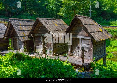Mulini ad acqua di Mlincici vicino alla città di Jajce, Bosnia ed Erzegovina Foto Stock