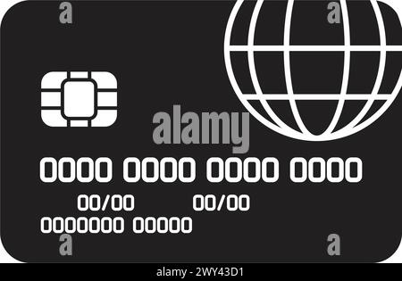 semplice e classica icona della silhouette di una carta di credito e debito con vettore isolato su sfondo trasparente Illustrazione Vettoriale