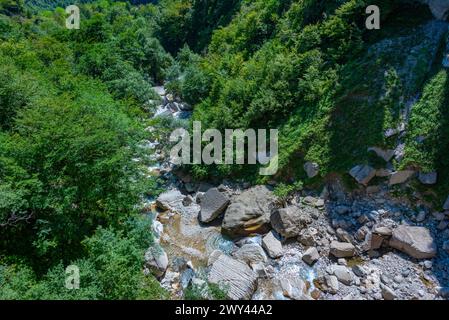 Okatse (Kinchkha) Big Waterfall vicino a Kutaisi in Georgia Foto Stock