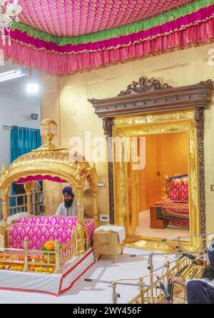 Gurudwara Takht Sri Kesgarh Sahib Interior, Anandpur Sahib, Punjab, India Foto Stock