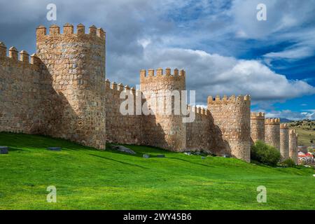 Mura medievali, Avila, Castiglia e León, Spagna Foto Stock