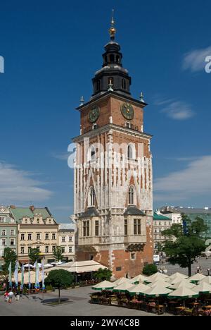 Torre del municipio, Wieza Ratuszowa, Piazza del mercato principale, Cracovia, Polonia Foto Stock