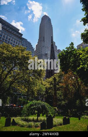 Il Trinity Churchyard a Lower Manhattan, New York Foto Stock