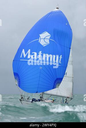 PPL PHOTO AGENCY - COPYRIGHT RESERVED2018 Golden Globe in solitaria per la gara mondiale di yacht: Jean-Luc Van Den Heede e il suo Rustler 36 MATMUT si chiudono il giorno Foto Stock