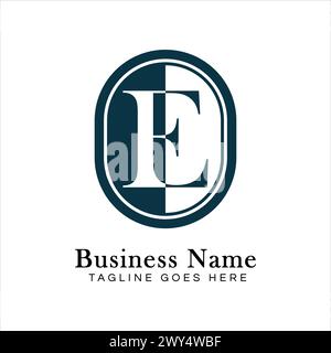 Logo Letter e ovale. Icona Alphabet e Business in forma rotonda Illustrazione Vettoriale