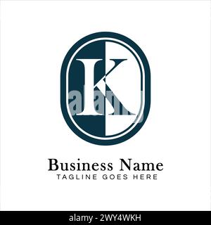 Logo Letter K a forma ovale. Icona dell'alfabeto K Business in forma rotonda Illustrazione Vettoriale