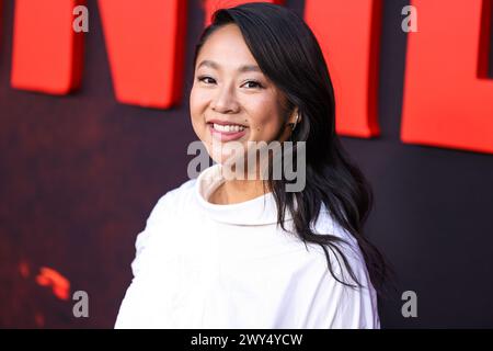 HOLLYWOOD, LOS ANGELES, CALIFORNIA, USA - 3 APRILE: Stephanie Hsu arriva alla prima di Los Angeles di "Monkey Man" della Universal Pictures tenutasi al TCL Chinese Theatre IMAX il 3 aprile 2024 a Hollywood, Los Angeles, California, Stati Uniti. (Foto di Xavier Collin/Image Press Agency) Foto Stock