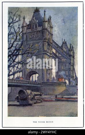 acquerello di Horace Mann Livens (1862-1936) del Tower Bridge, Londra , circa 1926 Foto Stock