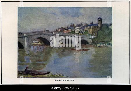 acquerello di Horace Mann Livens (1862-1936) di Richmond Bridge, Londra , circa 1926 Foto Stock
