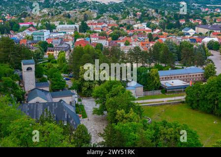 Vista aerea della città vecchia di Cetinje in Montenegro Foto Stock