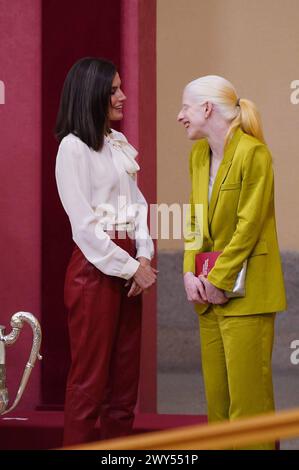 Madrid, Spagna. 4 aprile 2024. La regina spagnola Letizia con Susana Rodriguez durante i premi sportivi nazionali a Madrid giovedì 4 aprile 2024. Crediti: CORDON PRESS/Alamy Live News Foto Stock