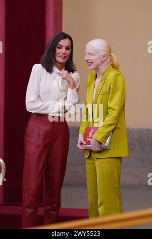 Madrid, Spagna. 4 aprile 2024. La regina spagnola Letizia con Susana Rodriguez durante i premi sportivi nazionali a Madrid giovedì 4 aprile 2024. Crediti: CORDON PRESS/Alamy Live News Foto Stock