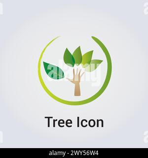 Icona albero e silhouette natura Foliage, foglie e ambiente Design Blu Verde colori per Logo Green Business Ecology riciclo giardinaggio Illustrazione Vettoriale