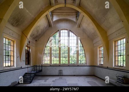 Krefeld, alte Abwasser-Reinigungsanlage, Altes Klärwerk, Innenraum, erbaut 1910 von Georg Bruggaier Foto Stock