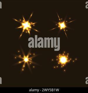 Scatto di luce realistico isolato su sfondo scuro Illustrazione Vettoriale